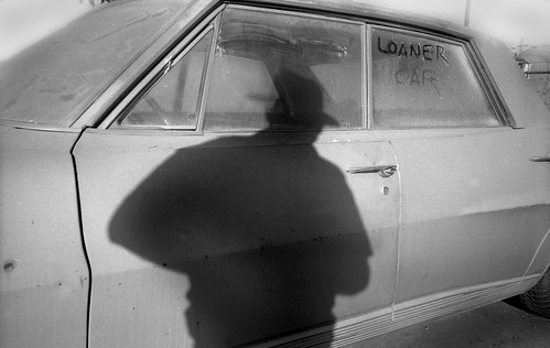 shadow selfie selfportrait oakland oaklandcalifornia oaklandca yashicat4 35mmfilm filmphotography loanercar automobileaslandscape
