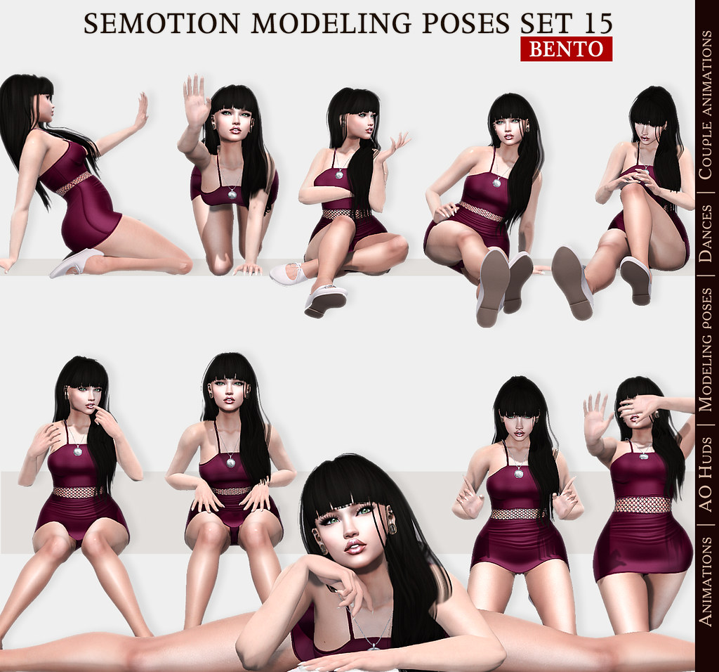 SEmotion Female Bento Modeling poses Set 15 - 10 static poses - TeleportHub.com Live!