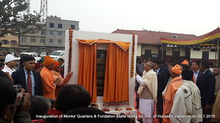 Inauguration of Monks quarters & fondation stone laying for Inst.of Human Exe on 20-1-2016