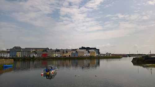 thelongwalk galway ireland cameraphone lumia650 water calm still reflection buoy swans architecture estuary boat pier river seagull terrace