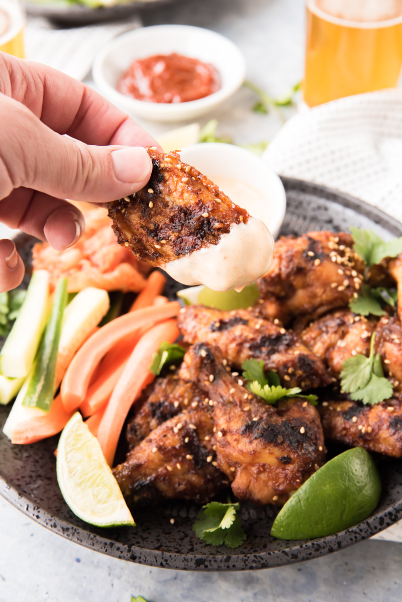 Grilled Korean Chicken Wings with Honey Gochujang Dipping Sauce www.pineappleandcoconut.com #ad #discoverworldmarket
