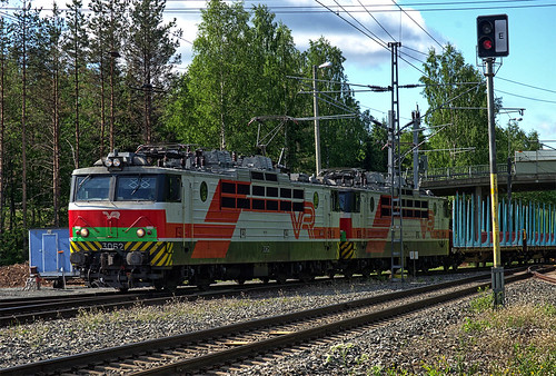 finnishrailways finland vr sr1 electric locomotive trains kitee silta goods sähköveturi railway railroad rautatie