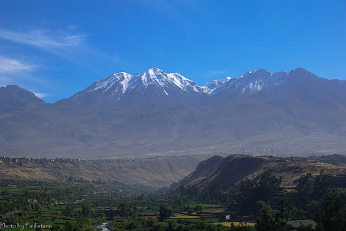 travel peru andes arequipa mountains volcano snow chachani sky river tree landscape grass