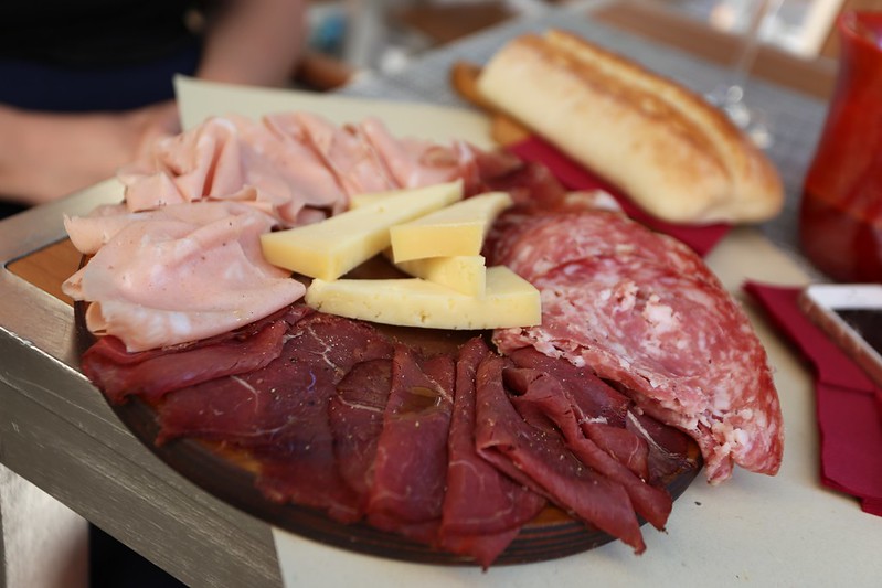 Cured meat and cheese platter
