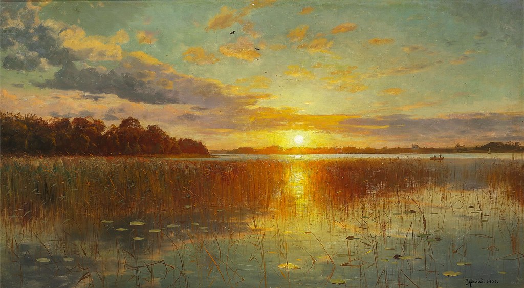 Peder Mork Monsted «Sunset over a Danish Fiord», 1901 г.