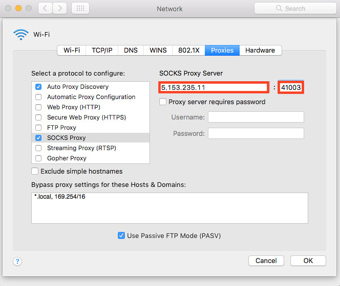 Step 4 how to use SOCKS5 proxies in Safari browser