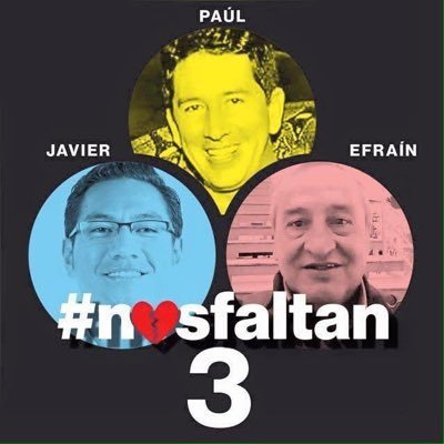 Foto de los periodistas desaparecidos obtenida de la cuenta de Twitter “Nos Faltan 3”.