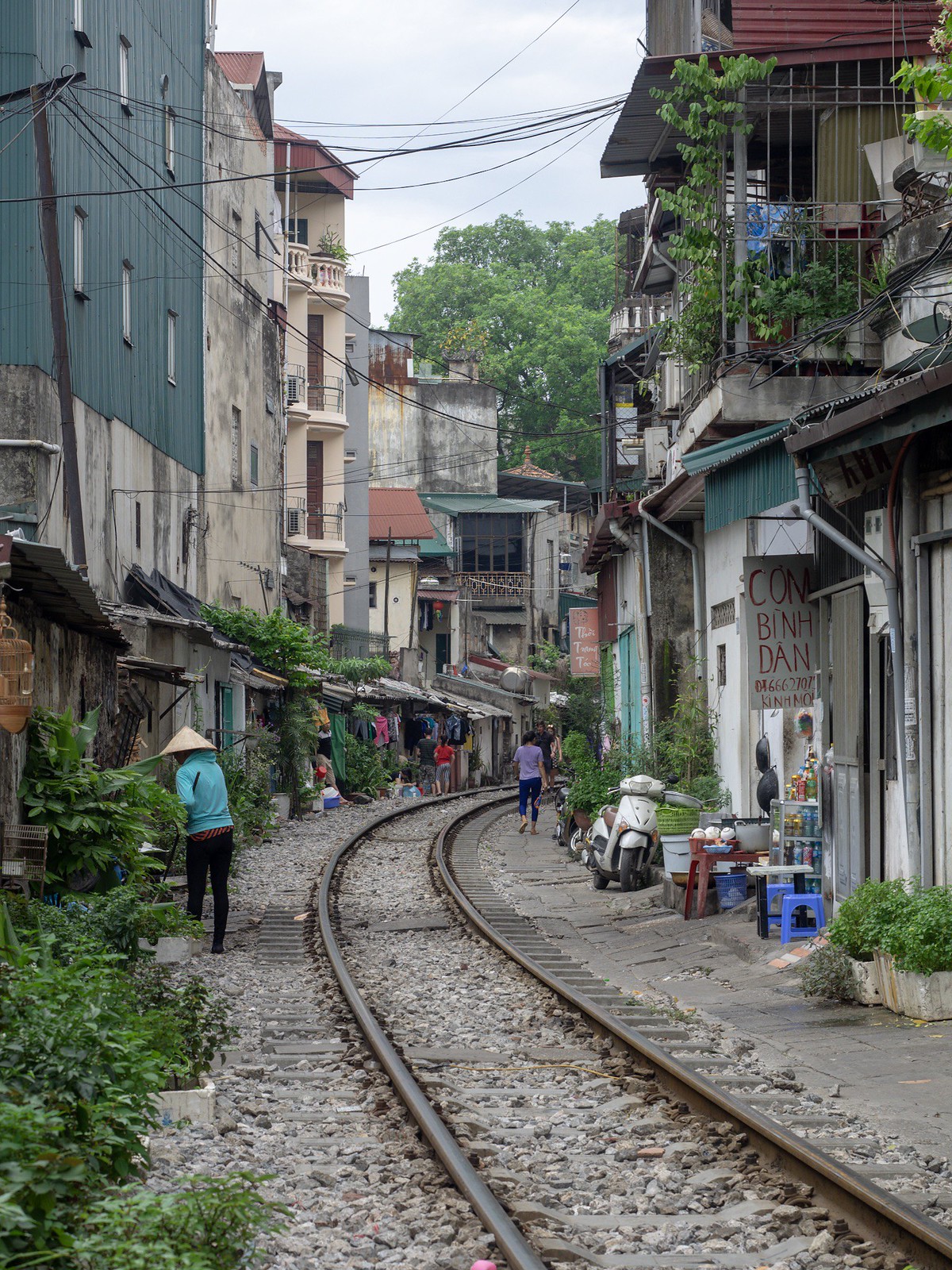 Hanoi railway in the city