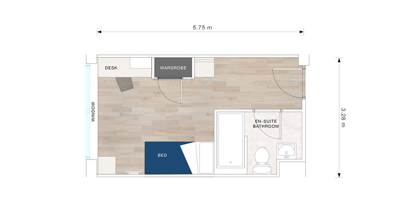 A bedroom floor plan for John Wood Building