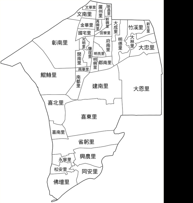 臺南市南區行政區地圖-37里-有里名無底色