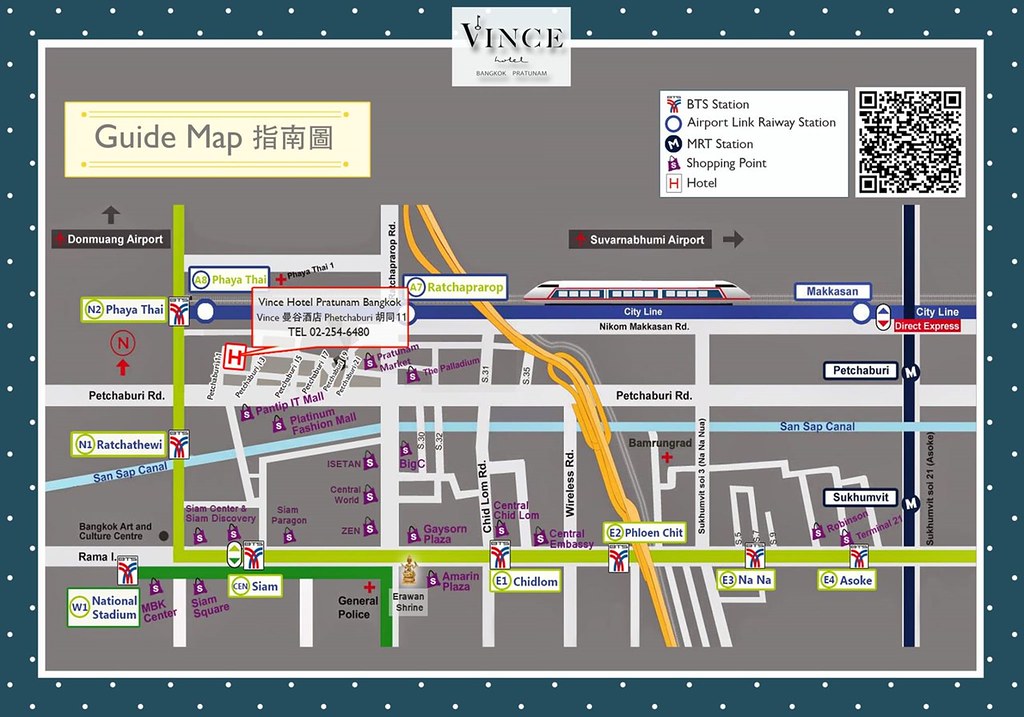 Vince Hotel Bangkok Pratunam Map