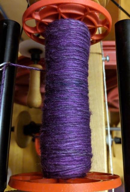 Tour de Fleece 2018 Day 10 - Into The Whirled Polwarth Falkland Wool Carded Batt in Cattywumpus Colorway 2nd Single in Progress