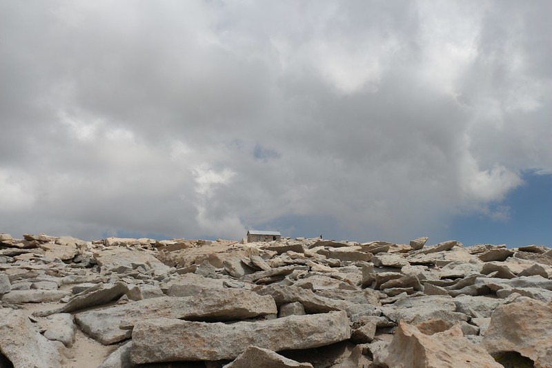  The Smithsonian Mount Whitney Summit Hut comes into view as the John Muir Trail comes to an end