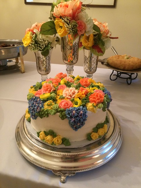 Buttercream Flowers Engagement Cake by Kim Jones of Konfections by Kim