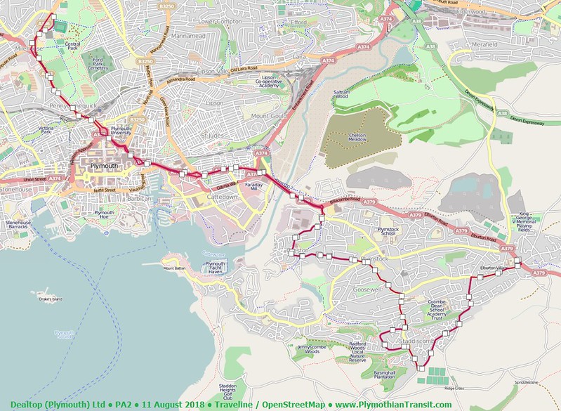 2018 08 11 • Dealtop (Plymouth) Ltd • PA 2 • Traveline Map