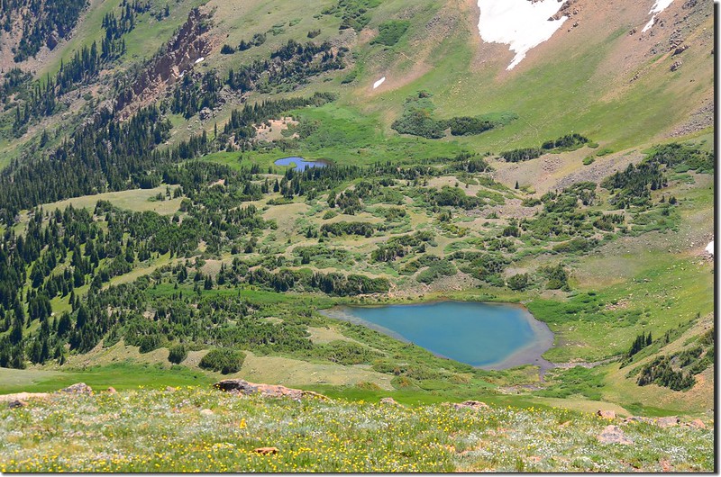Looking down at Blue Lake from the saddle below Colorado Mines Peak 1