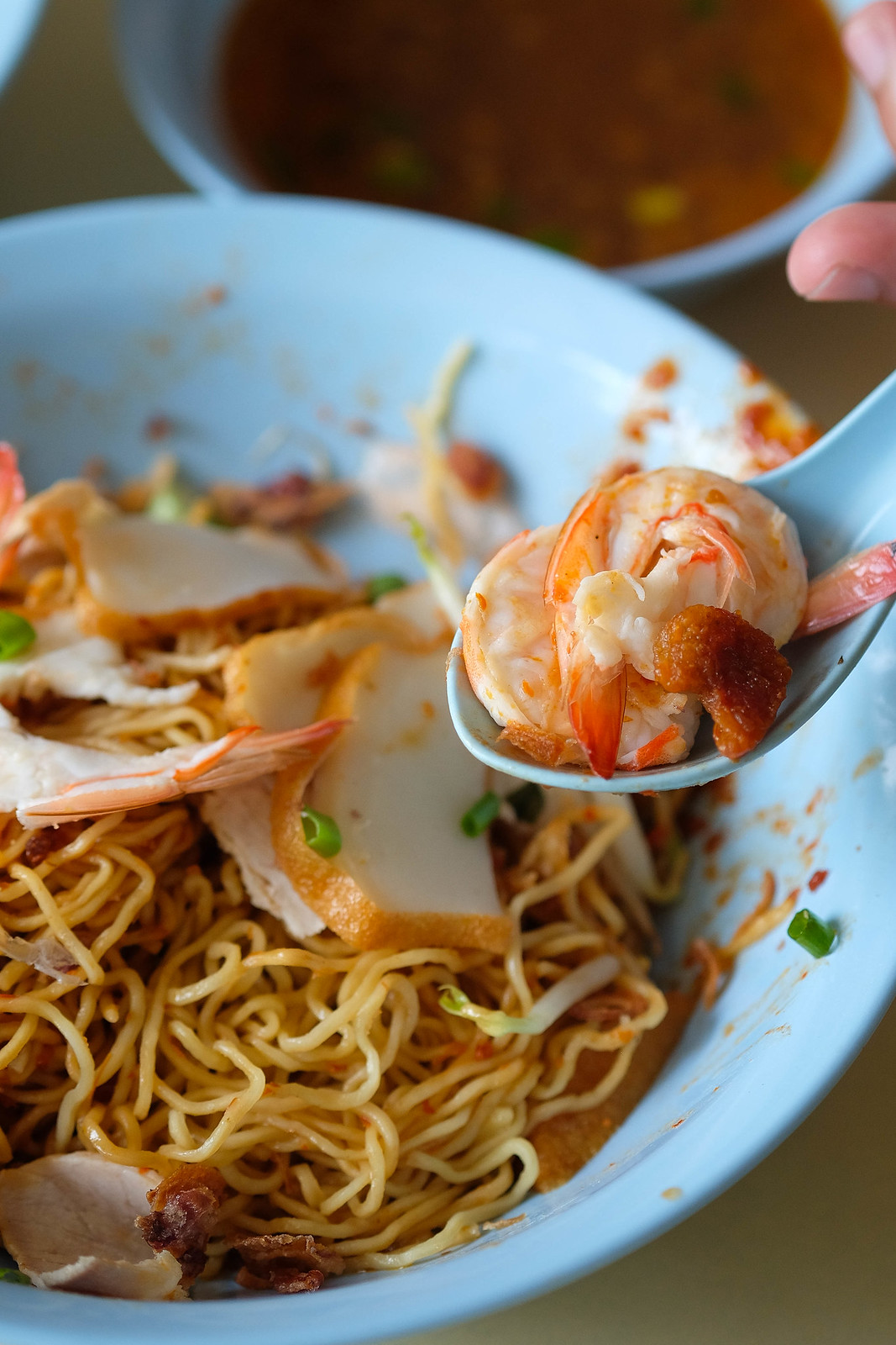 Seng Huat Noodles Stall prawn mee dry closeup