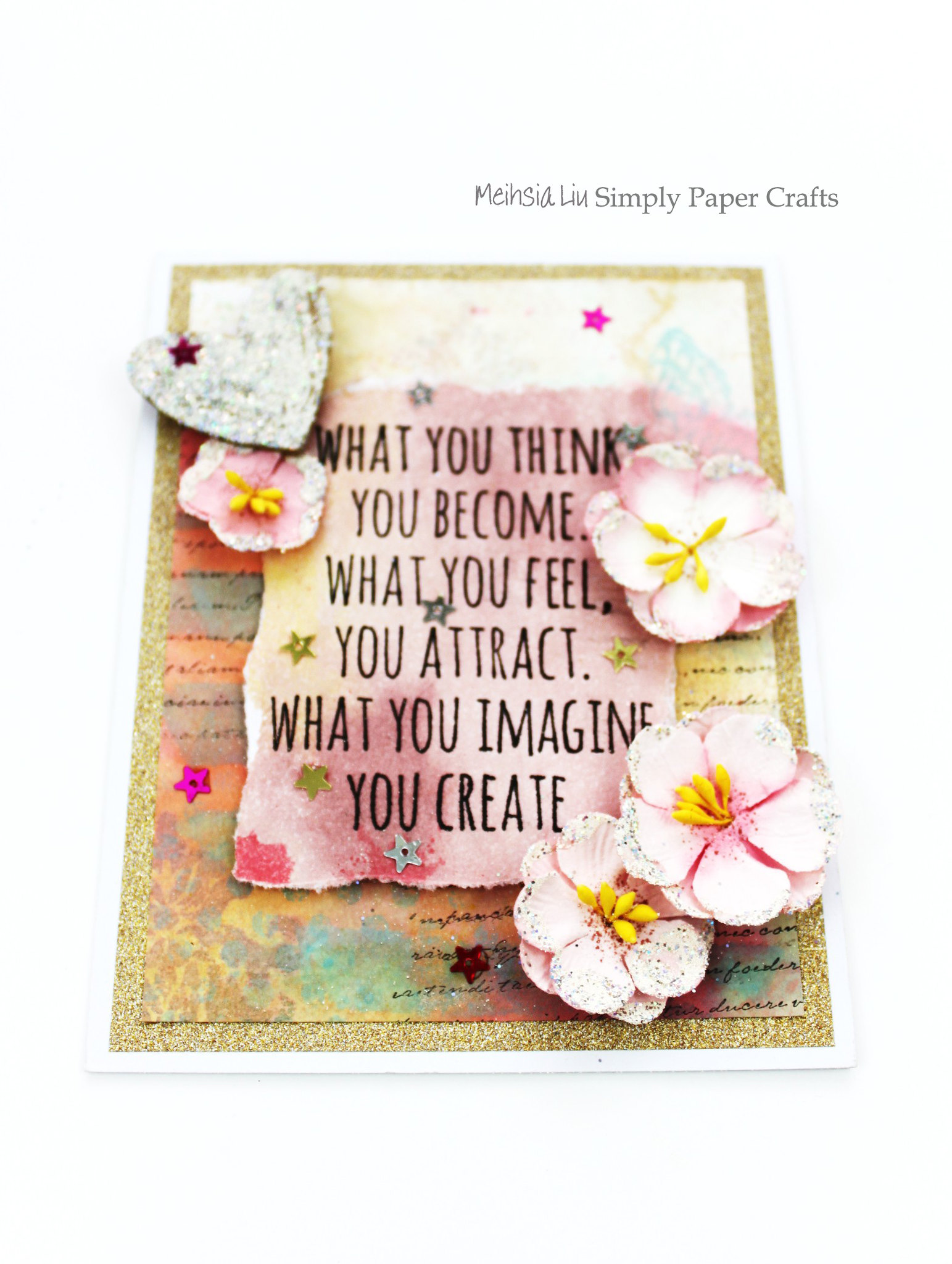 Meihsia Liu Simply Paper Crafts Mixed Media Card Sparkle Simon Says Stamp Tim Holtz Prima Flowers