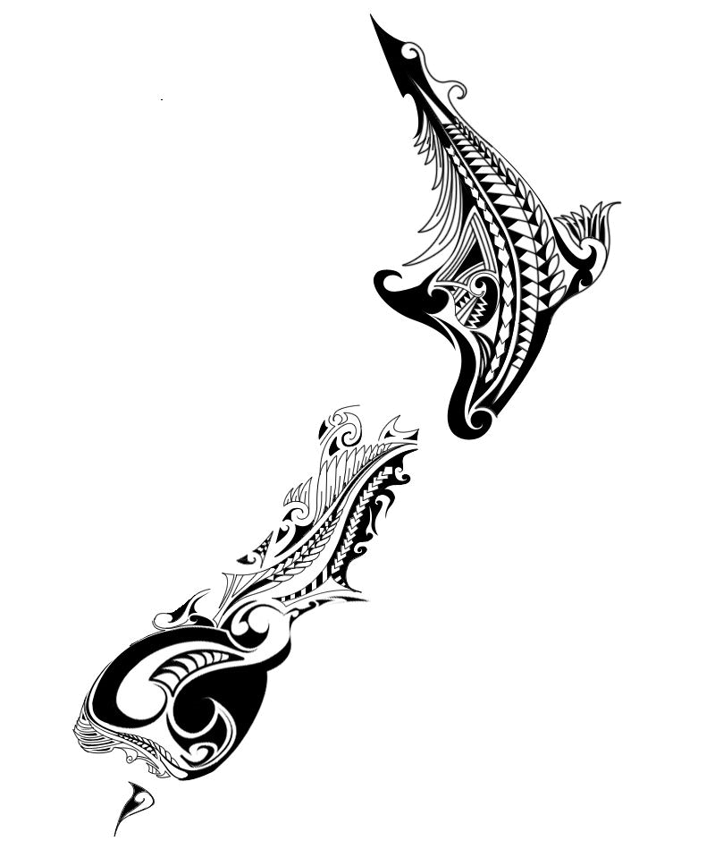 Maori-style tattoo - New Zealand map