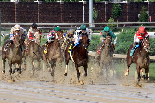 Churchill Downs Race: Coming down the home stretch