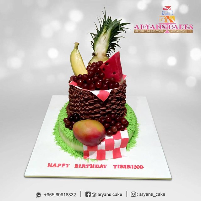 Picnic Theme Cake with Fresh Fruits by Aryans Cake - Kuwait