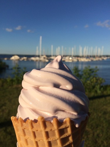 ice cream icecream softserve soft blueberry waffle cone lake champlain marina boats water chazy ny happy pike summer