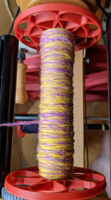 Tour de Fleece 2018 Day 10 - Into The Whirled Polwarth Falkland Wool Carded Batt in Cattywumpus Colorway 2nd Single Started 2