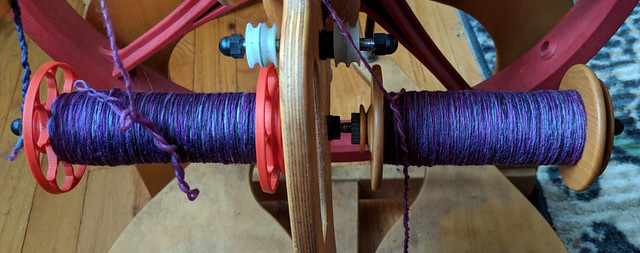 Tour de Fleece 2018 Day 3 - Into The Whirled Polwarth Silk Blended Top in 221b Colorway Plying - Bobbins 4
