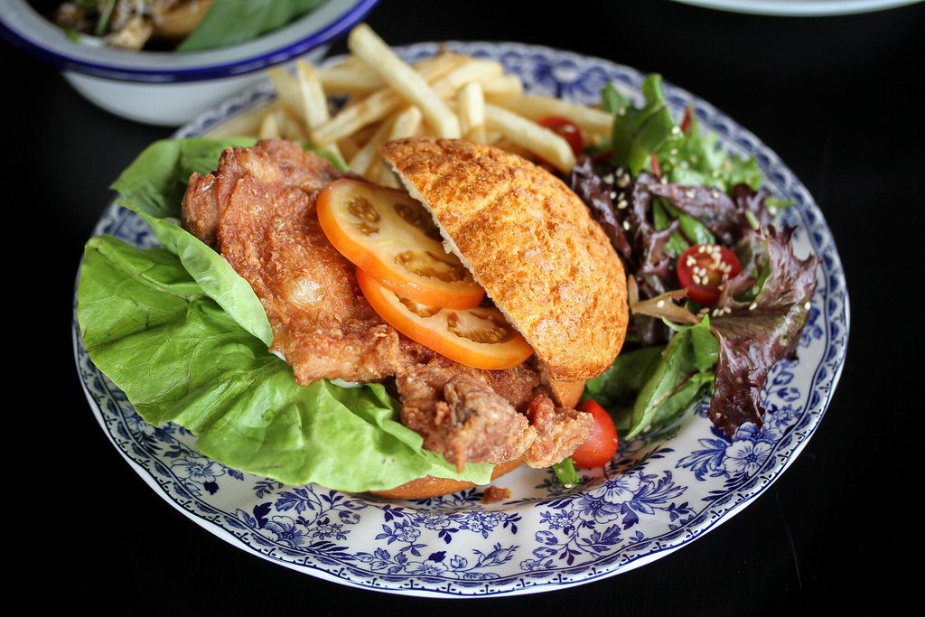 Fat Po Har Chiong Chicken Bolo Burger - Side View