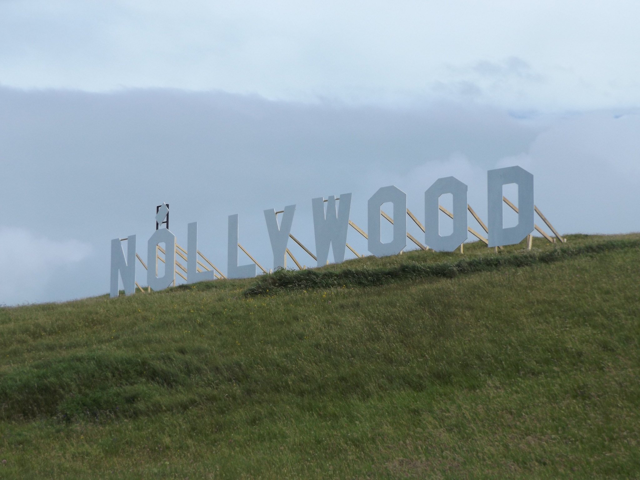Nollywood Sign above Nólsoy Harbour, Faroe Islands, 15 July 2018