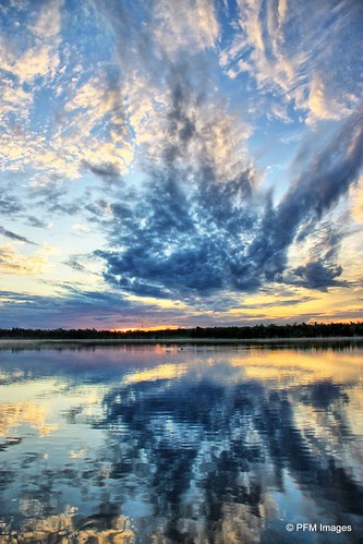 sky clouds reflection water trees blue orange gray lake florida outdoor nature canon t1i eos slr flickr kissimmee sun sunrise sunset hdr serene landscape waterscape