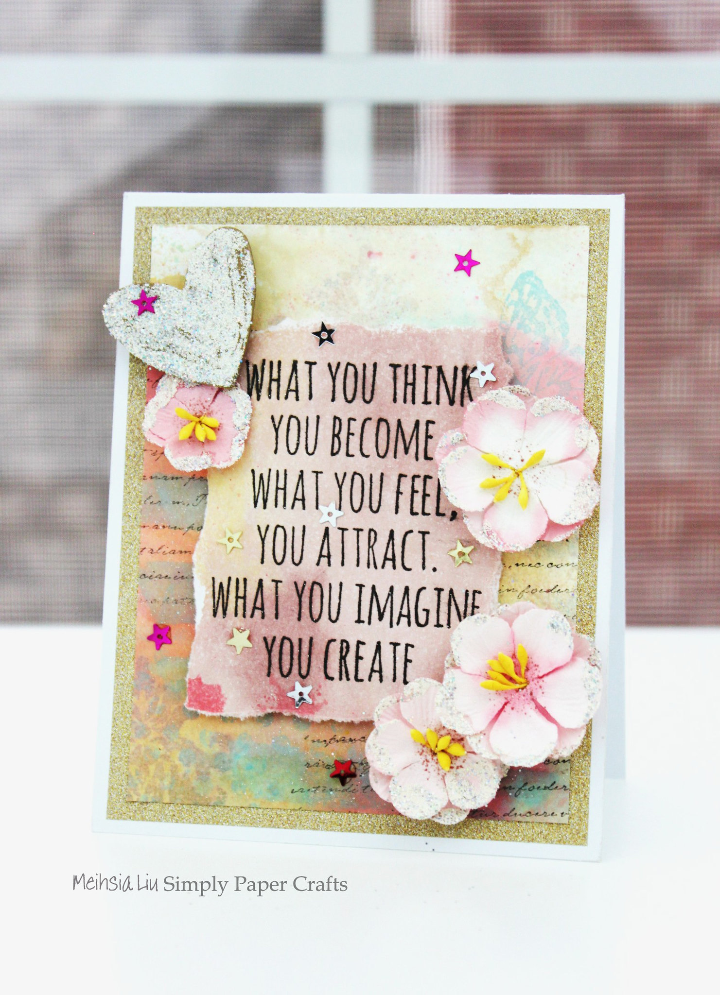 Meihsia Liu Simply Paper Crafts Mixed Media Card Sparkle Simon Says Stamp Tim Holtz Prima Flowers 1