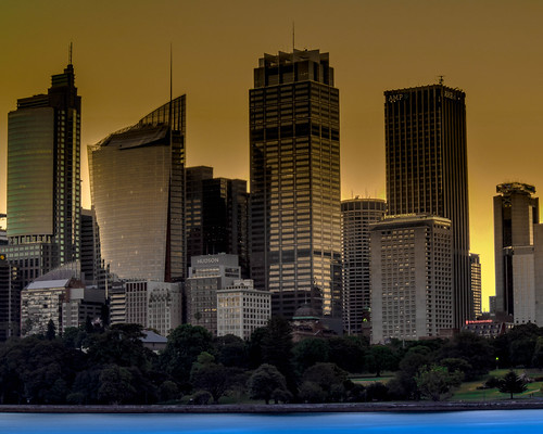 sydney sea park cityskape yellow landscape australia newsouthwales sky buildings sunset slowshuter longexposure