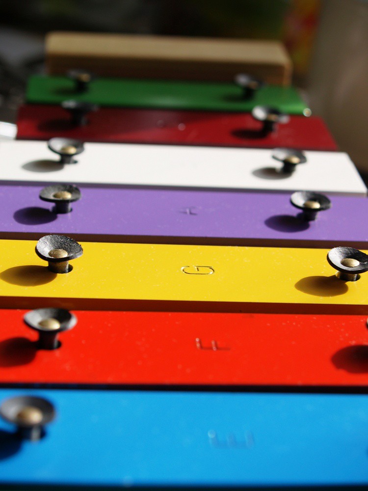 closeup of colorful xylophone