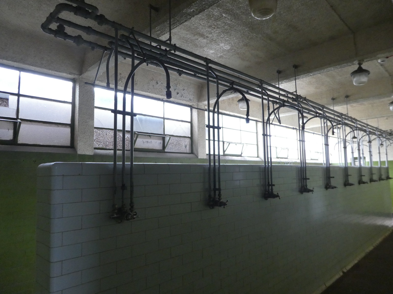 Showers in the Pit Head Baths at the National Coal Mining Museum