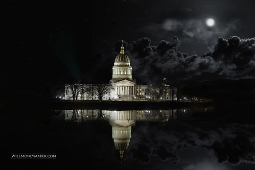 architecture capital westvirginia reflection moon night photography landscape river clouds mirror state