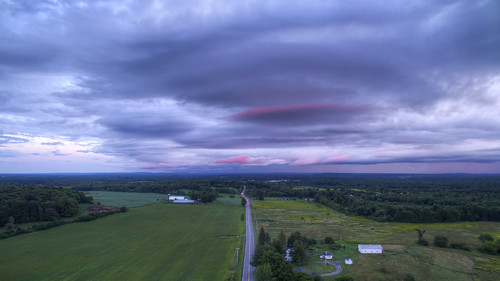 hdr aerial drone quadcopter landscape farm clouds stlawrence university college campus road sunset sky rain adirondacks northcountry newyork canton