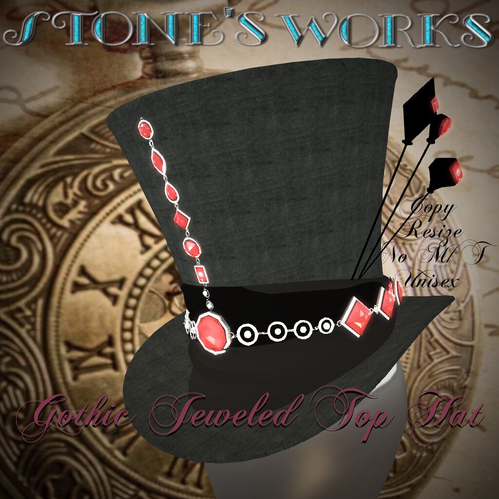 Jeweled Goth Top Hat Ruby Stone’s Works