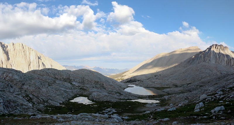 View of Guitar Lake from the John Muir Trail as the trail climbs toward Trail Crest