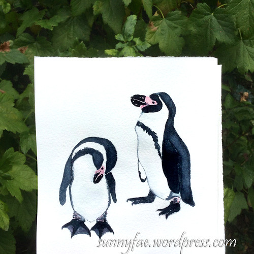 watercolour of penguins #worldwatercolourmonth