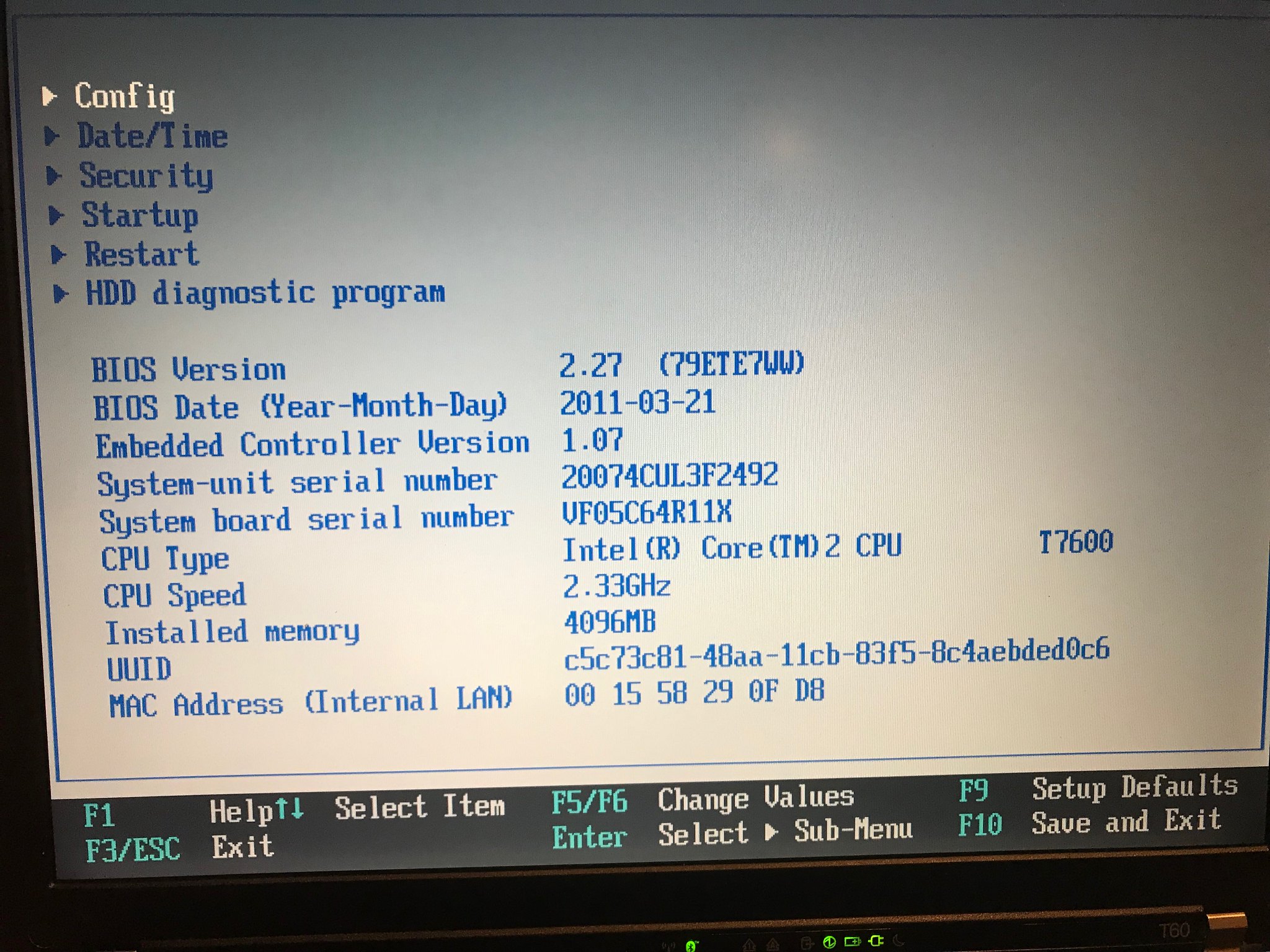 T60 with new T7600 64bit CPU