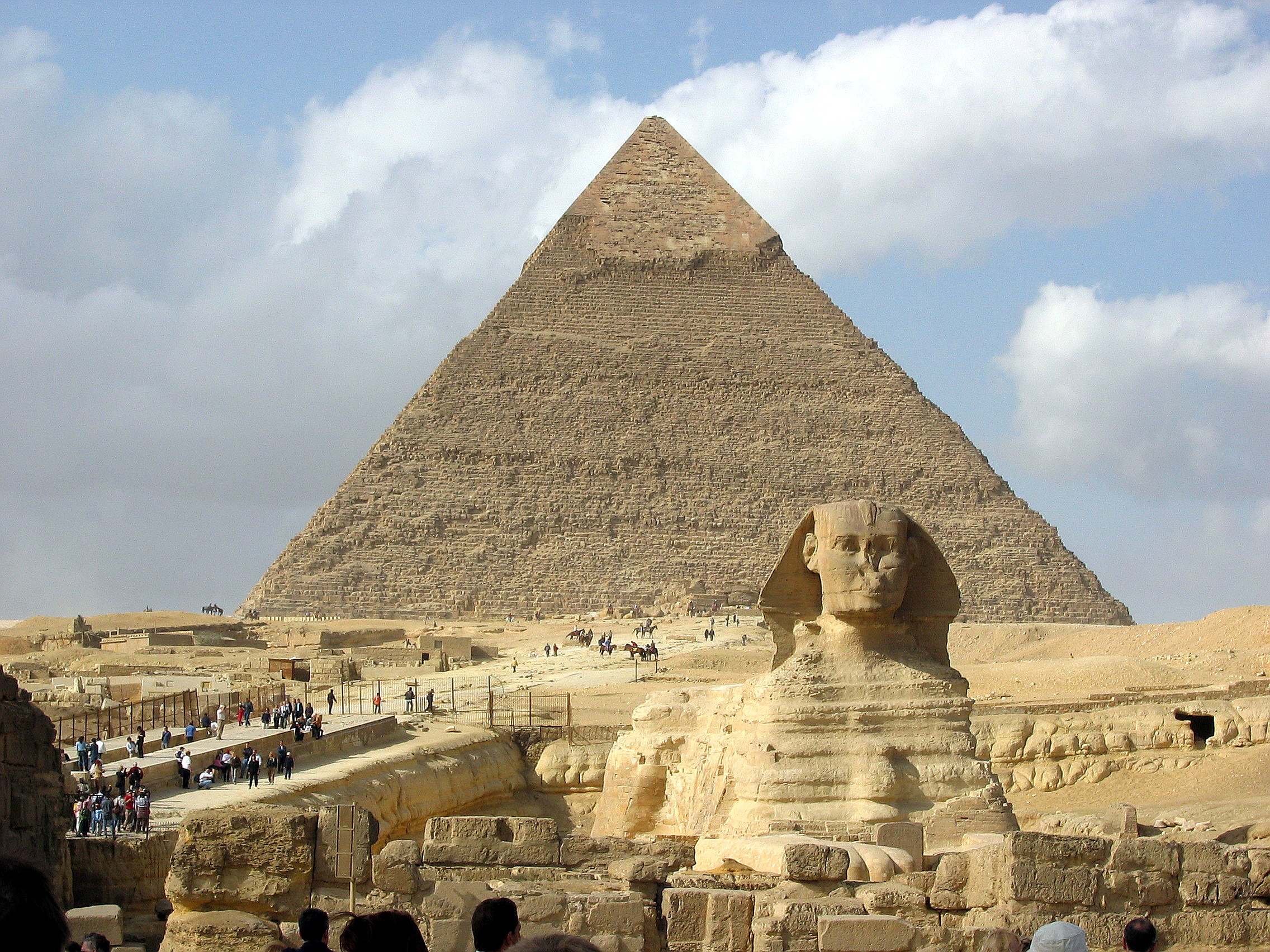 The Great Sphinx of Giza and the pyramid of Khafre. Photo taken on January 2, 2005.