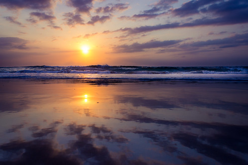 water sea ocean sky cloud sunrise shore mirrored
