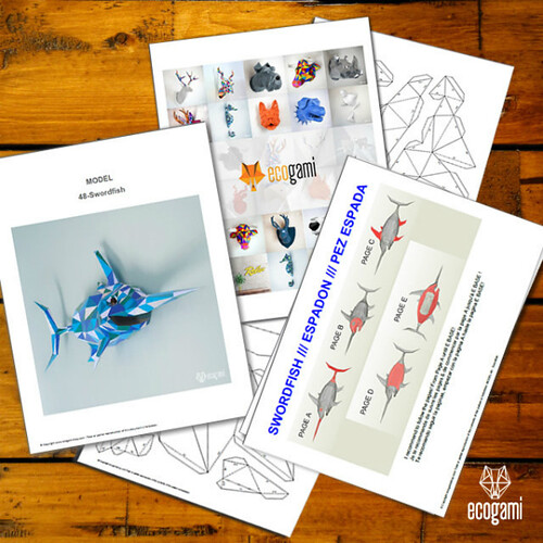 Ecogami Low Poly Paper Swordfish Model PDF Example