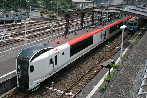 JR East E259 series (Marine Express "Odoriko") in Izu-Kougen.Sta, in Ito, Shizuoka, Japan /July 15, 2018