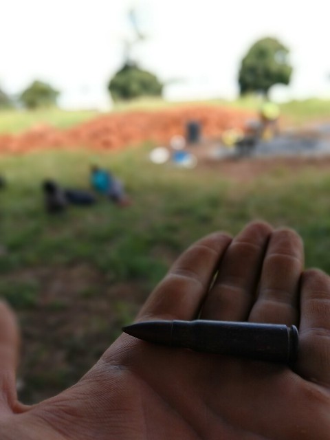 A live bullet found while digging the latrine pit