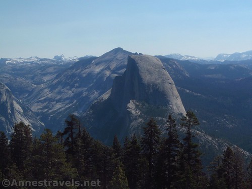 Close up of Half Dome. Clouds Rest is just to Half Dome's left. Sentinel Dome, Yosemite National Park, California