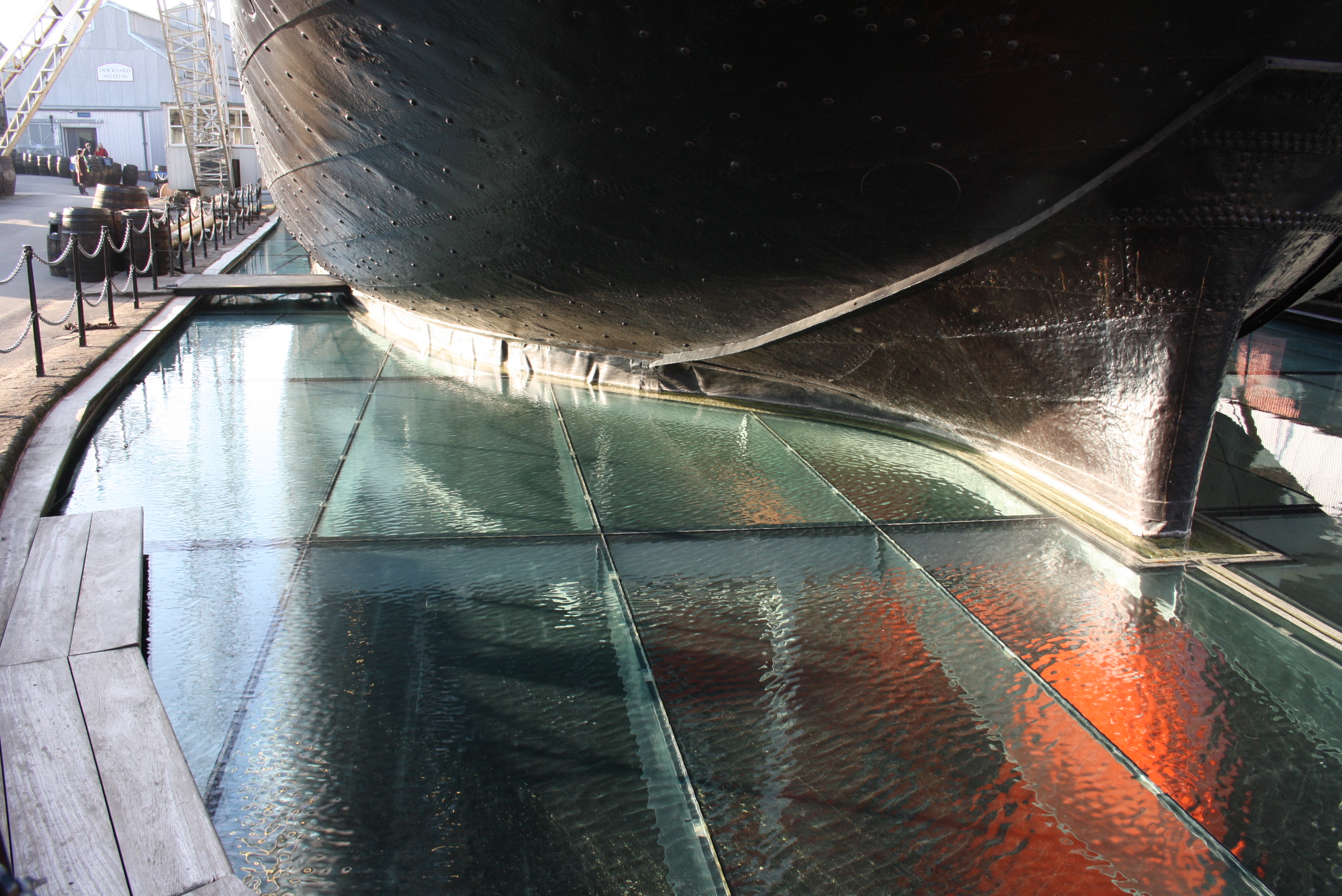 SS Great Britain, showing the 'false sea' that effectively seals the lower hull from the air. Photo taken on February 21, 2009.