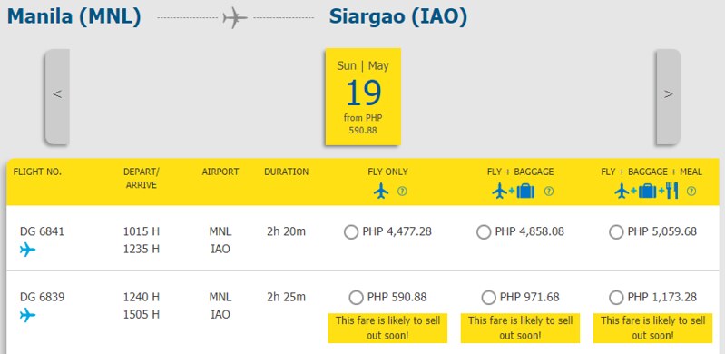 Cebu Pacific Piso Pair Manila to Siargao