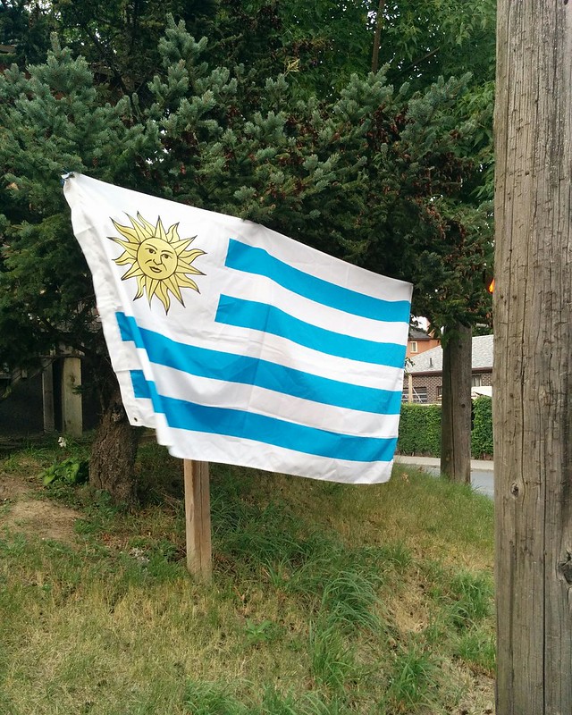 Flag of the Oriental Republic of Uruguay, Caledonia at Kitchener #toronto #caledoniafairbank #caledoniaroad #kitcheneravenue #flags #uruguay